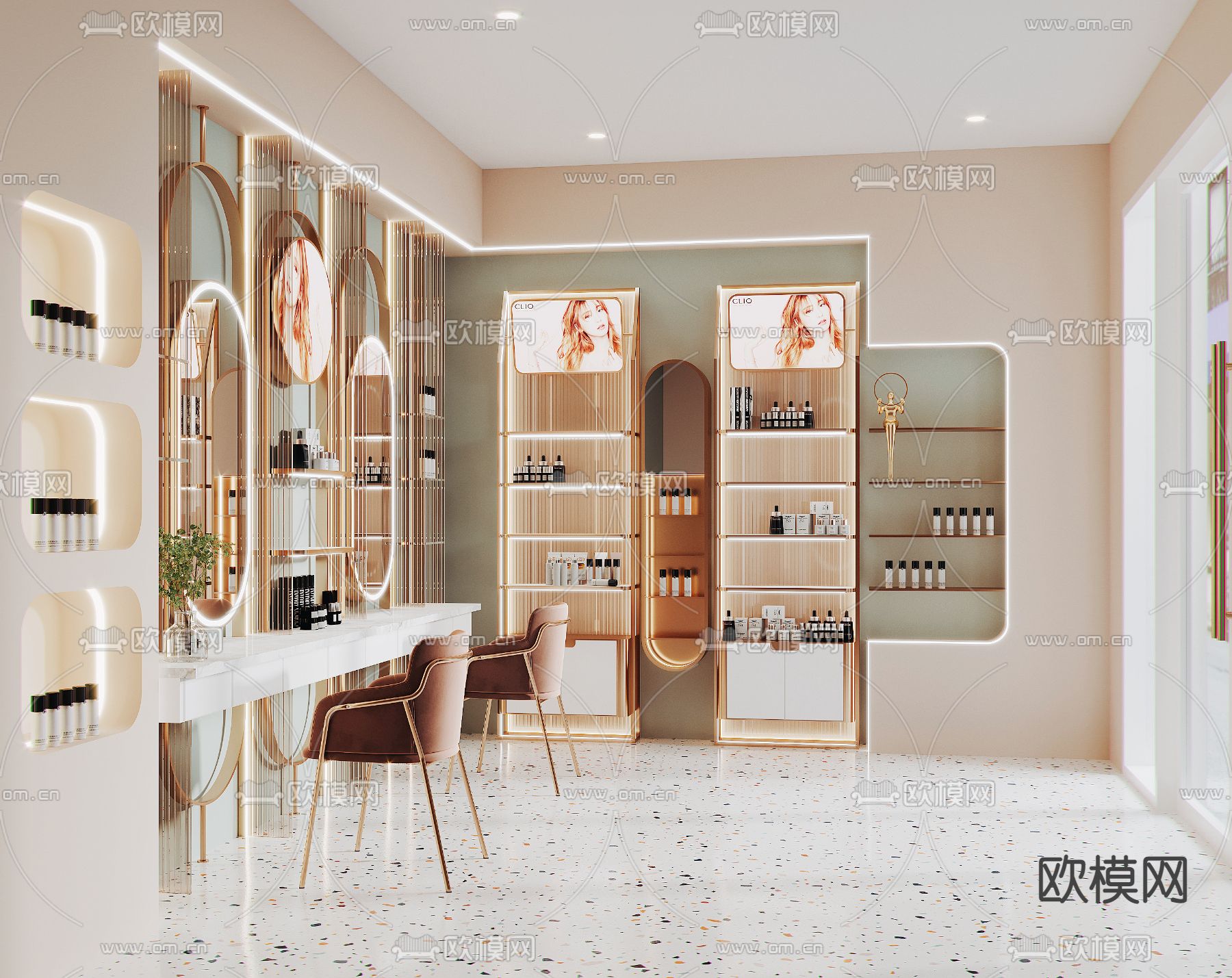现代化妆品专卖店3d模型下载（渲染图1）