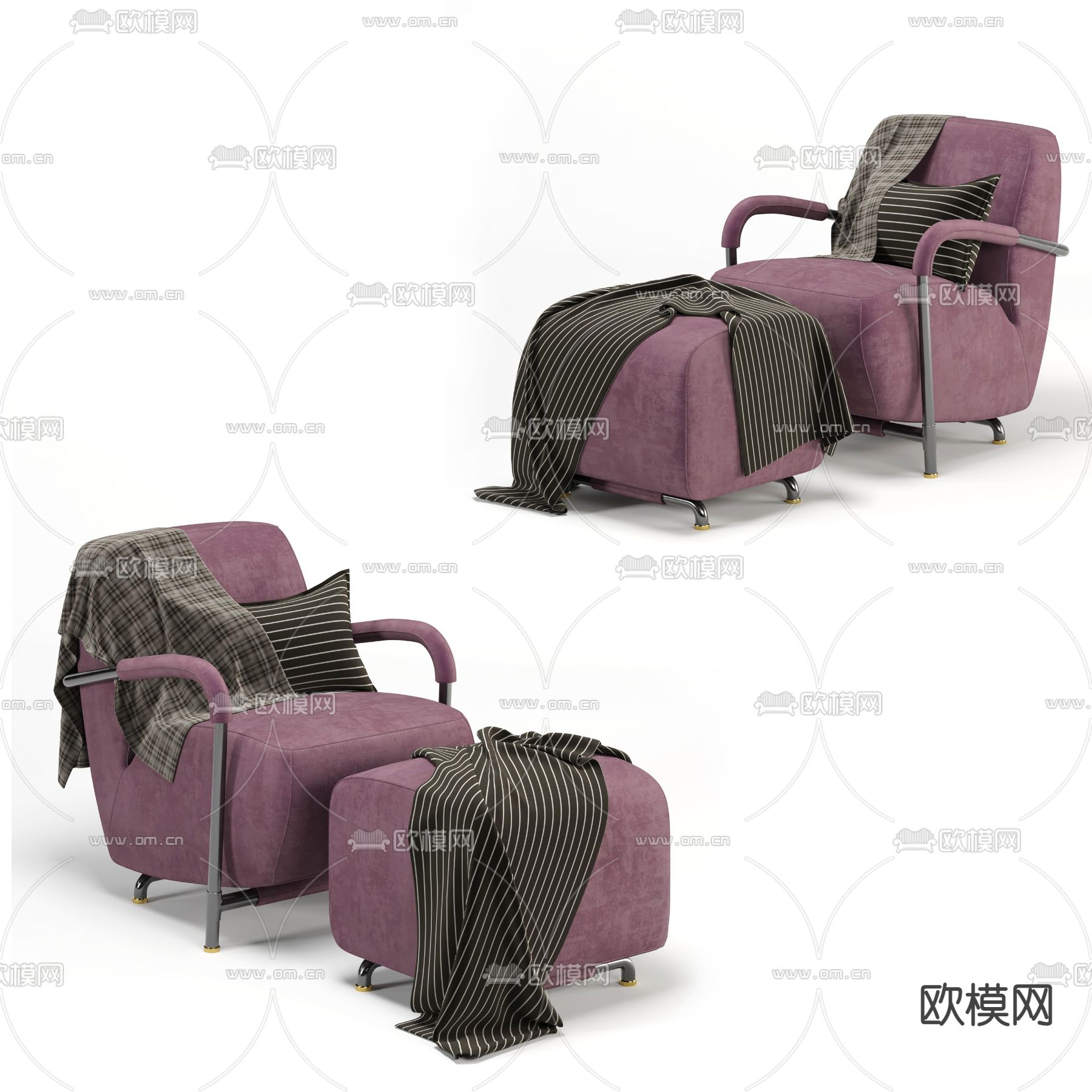 现代布艺休闲沙发3d模型下载