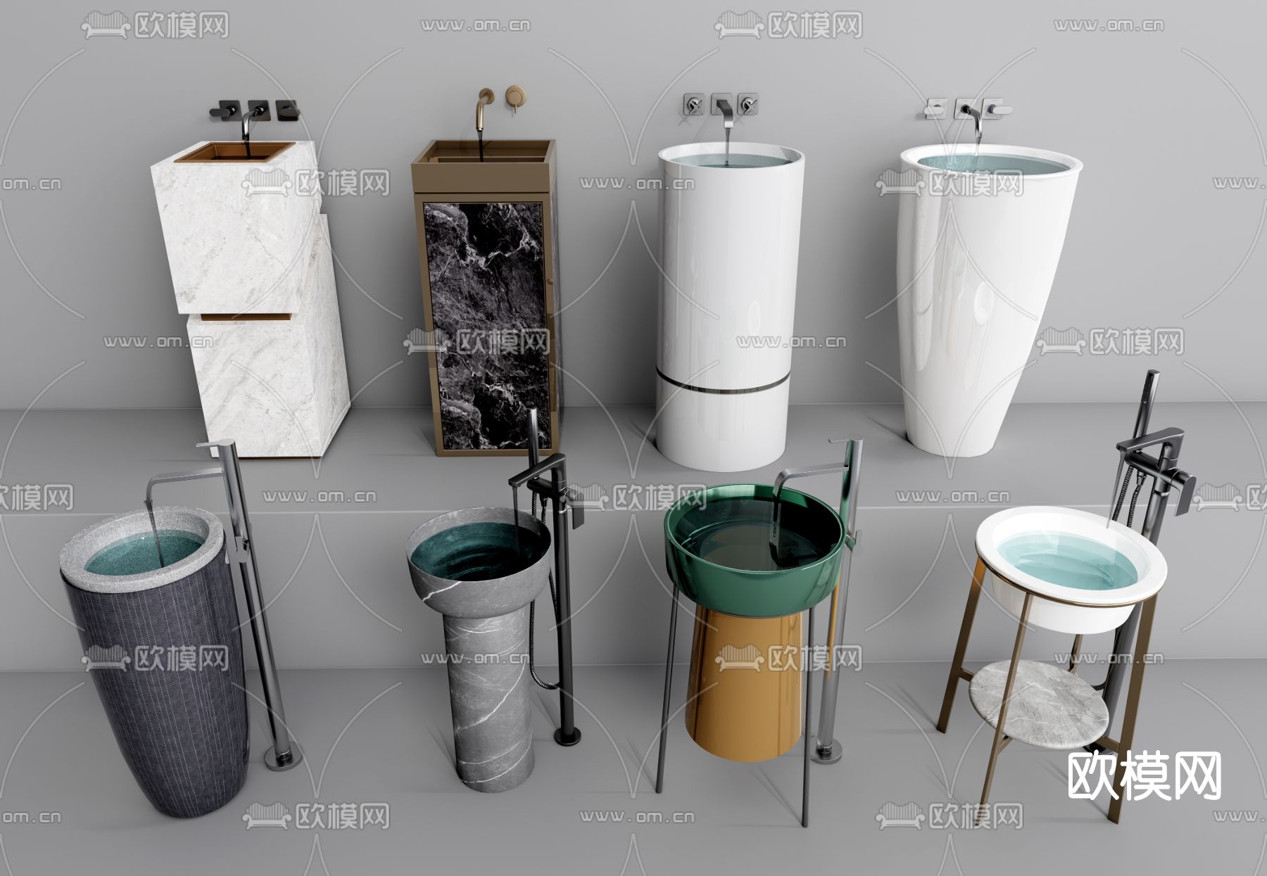 现代洗手台su模型下载（渲染图1）
