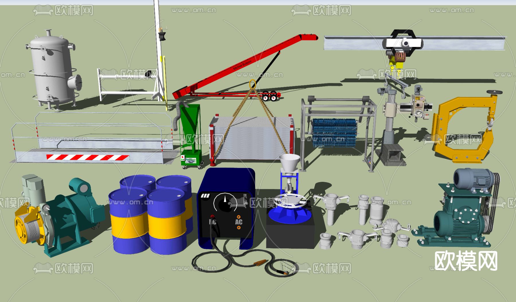 现代机器设备化工厂su模型下载