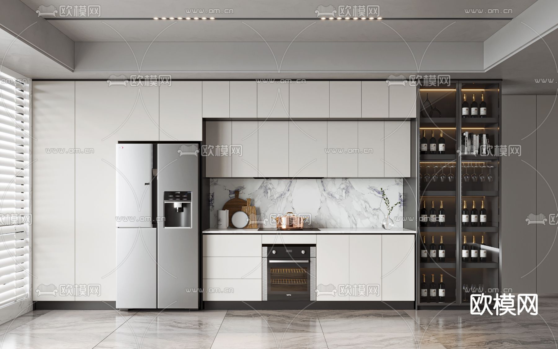 现代橱柜酒柜3d模型下载