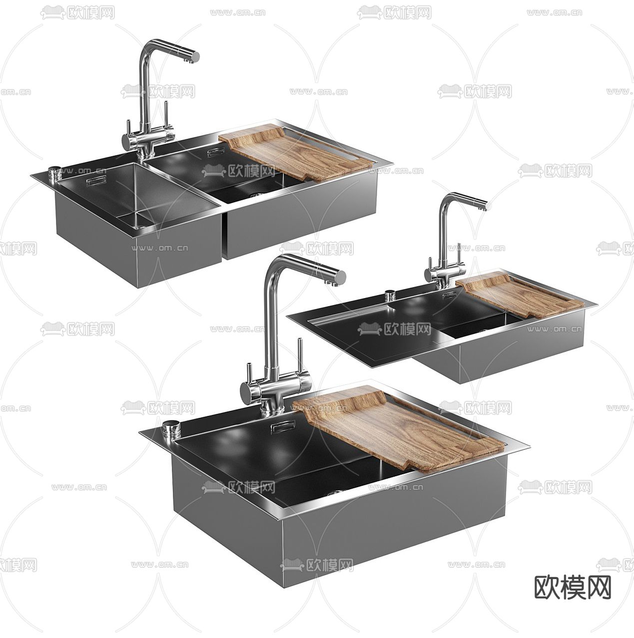 现代水槽洗菜盆su模型
