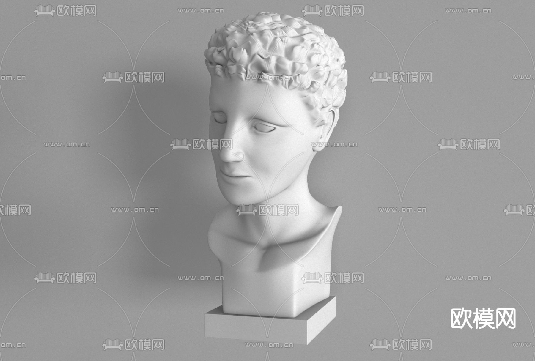 现代石膏头像雕塑免费3d模型下载