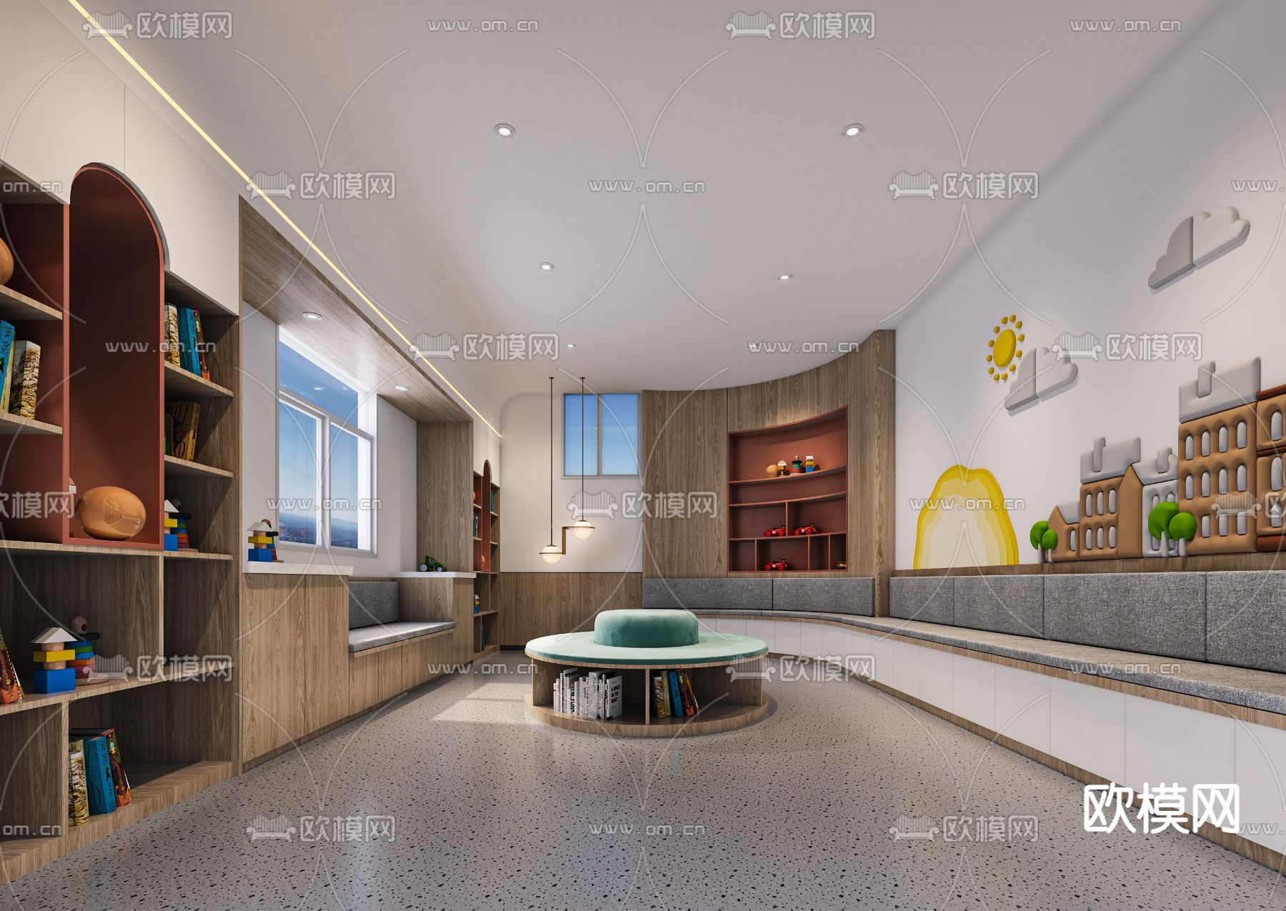 现代社区活动中心3d模型下载（渲染图2）