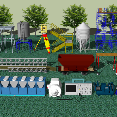  现代机械机器设备su模型 