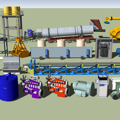  现代机械机器设备su模型 