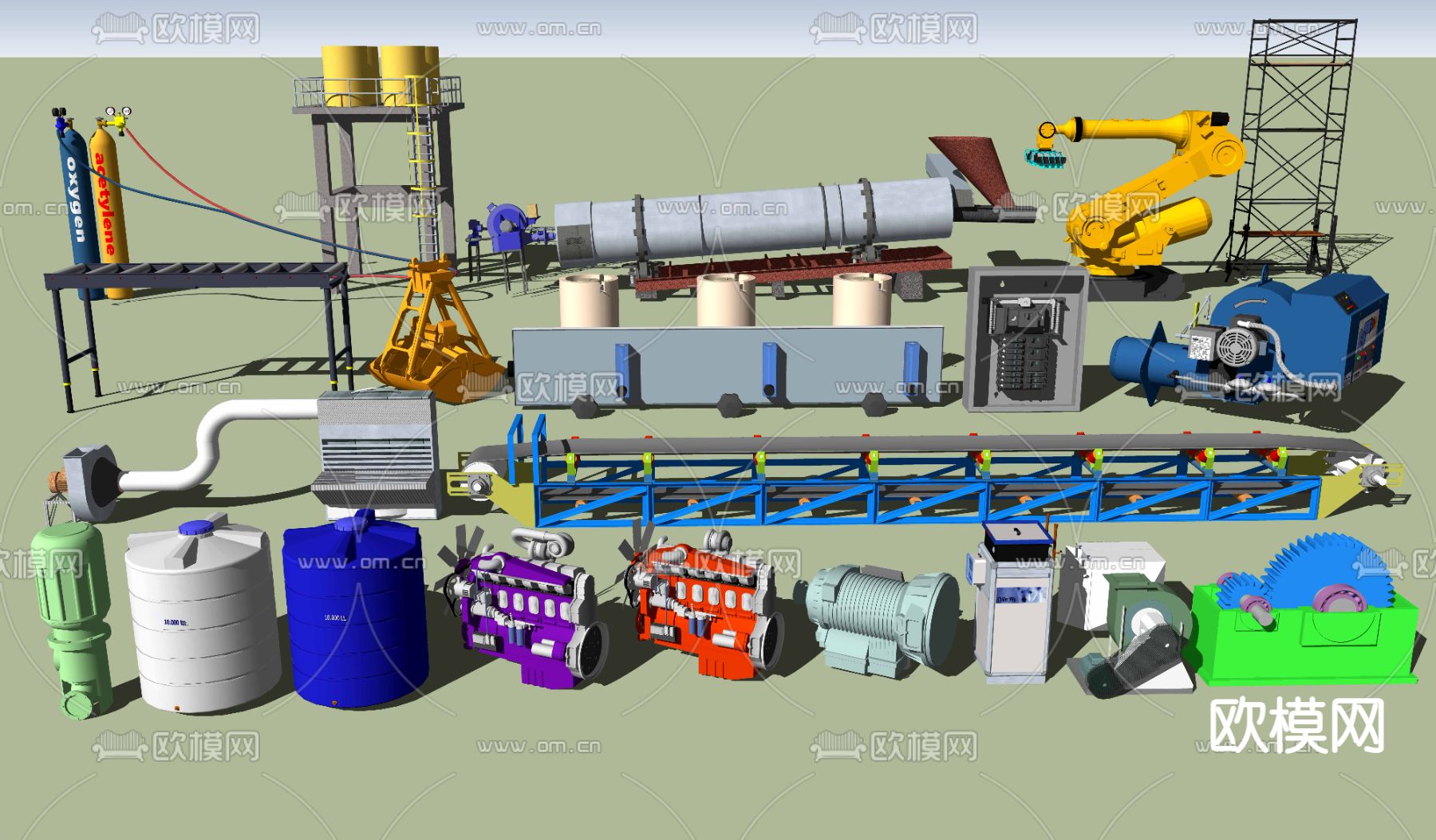 现代机械机器设备su模型下载