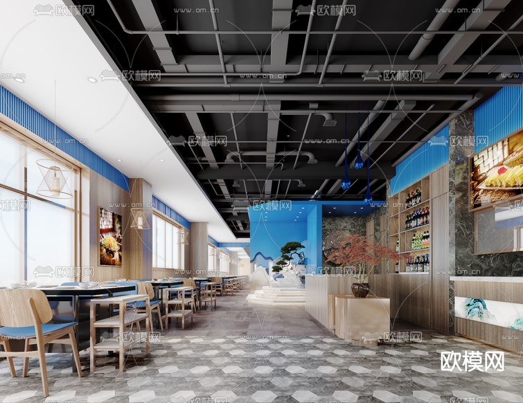 现代火锅店3d模型下载(渲染图2)