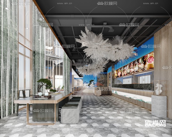 现代火锅店3d模型下载(渲染图1)