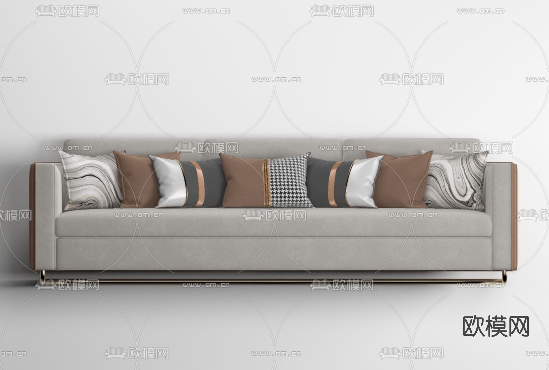 现代布艺多人沙发免费3d模型下载