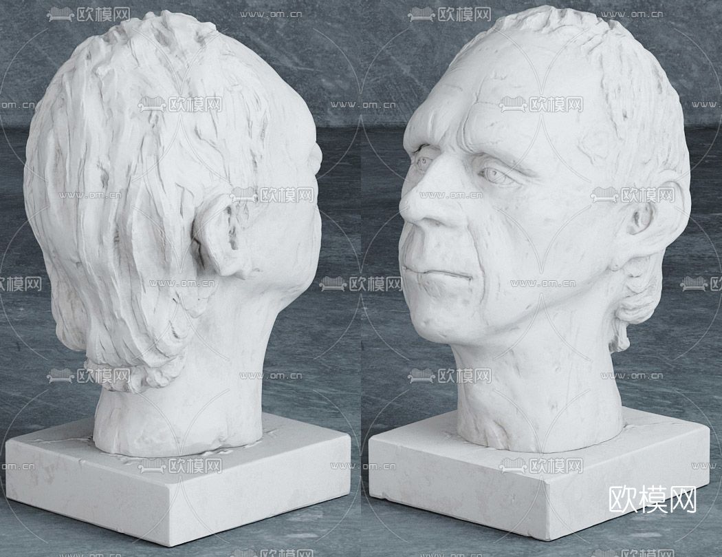 现代人头雕塑免费3d模型下载