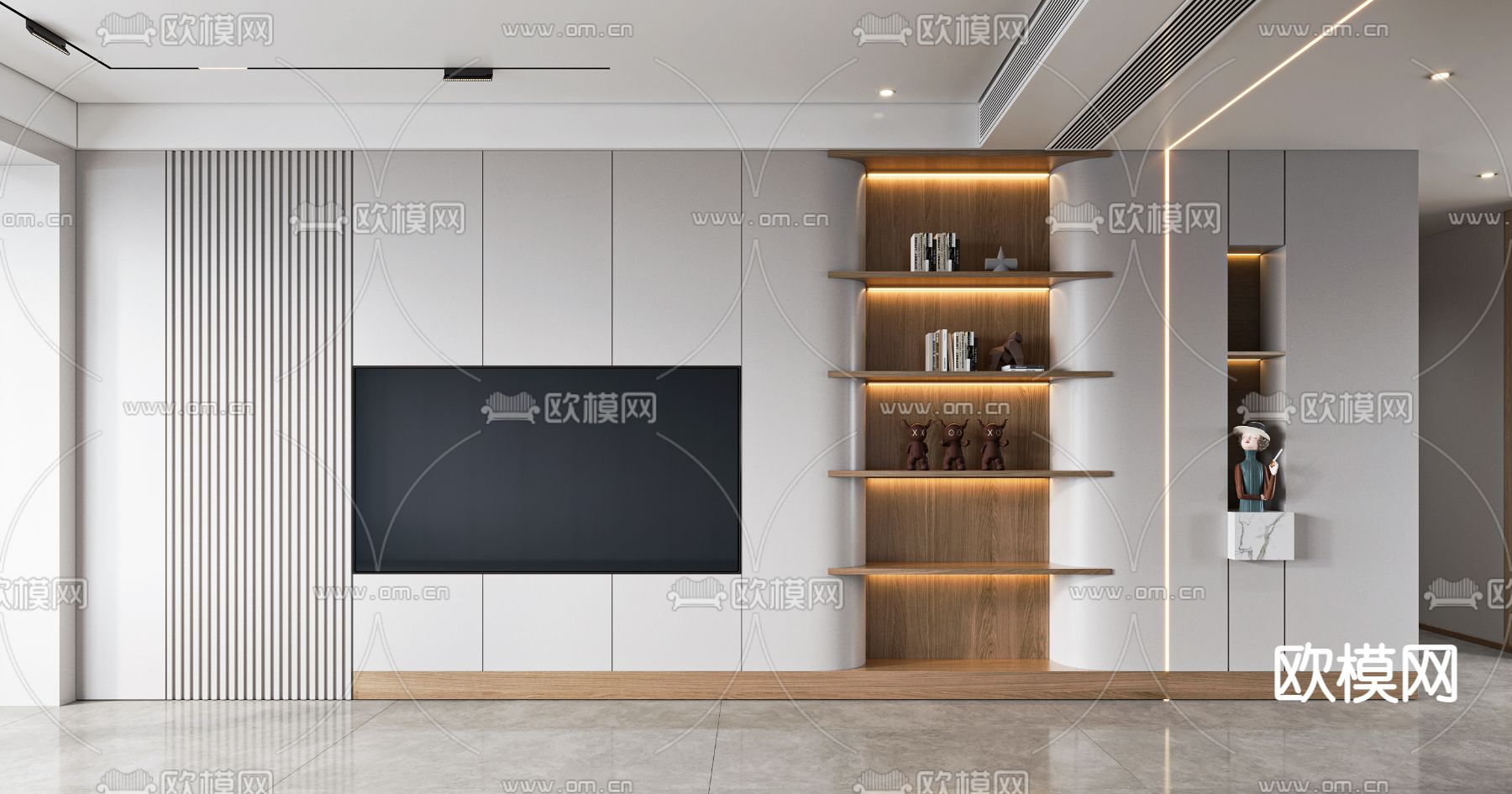 现代电视背景墙3d模型