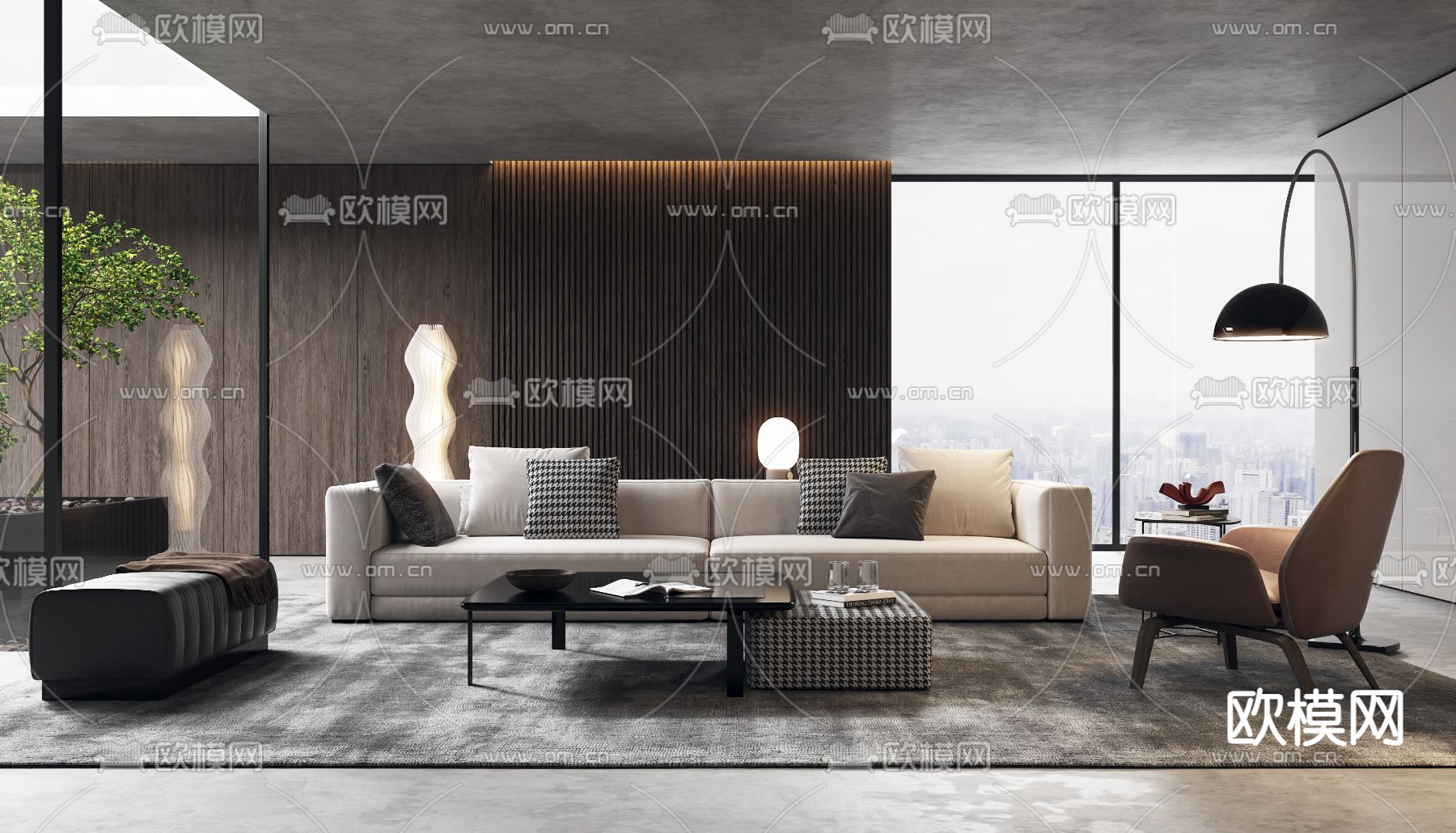 现代布艺组合沙发3d模型