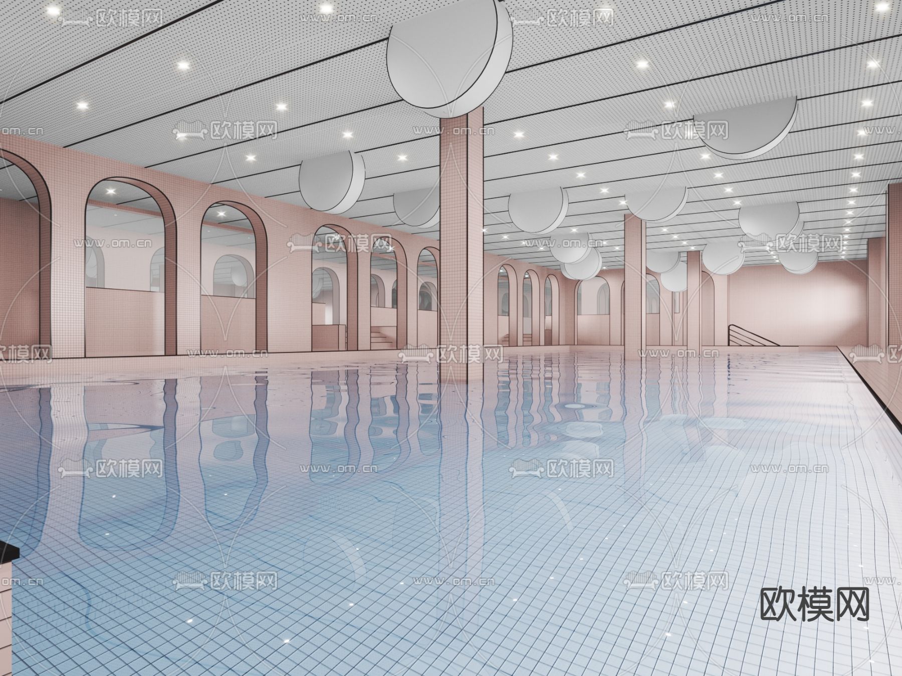 现代游泳馆3d模型下载（渲染图1）
