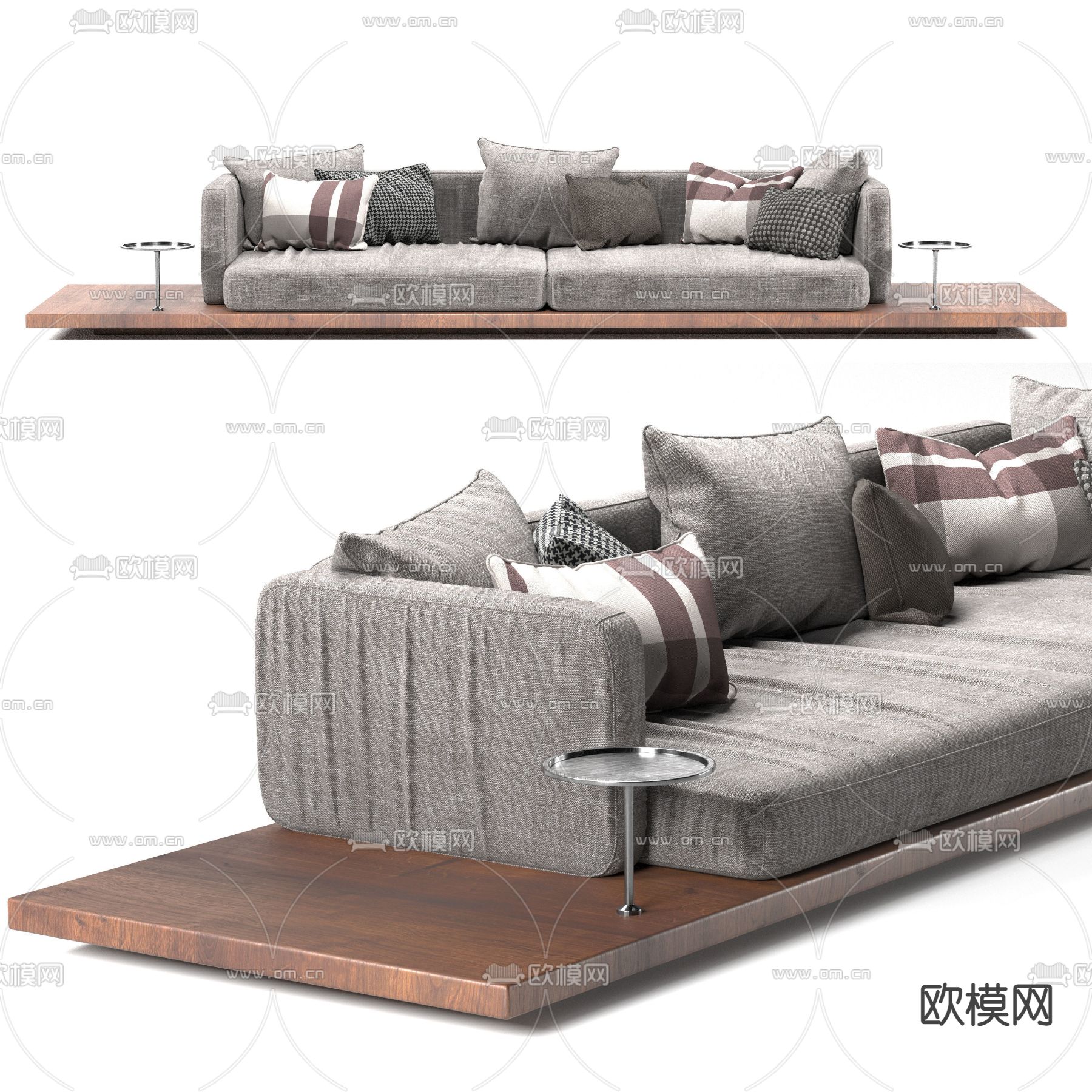 现代布艺双人沙发3d模型下载（渲染图2）