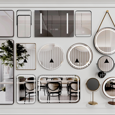  现代镜子梳妆镜su模型 