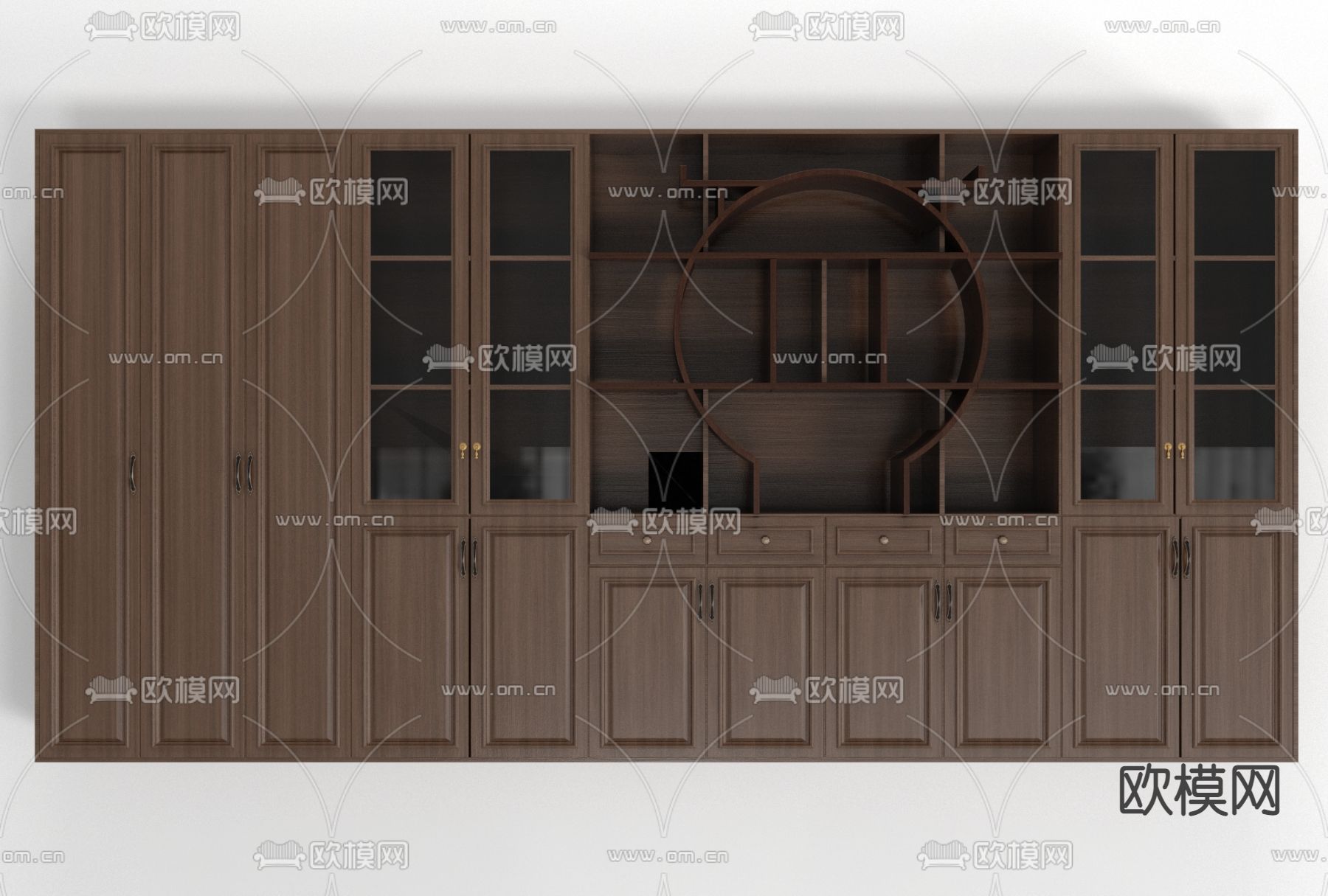新中式实木酒柜免费3d模型下载