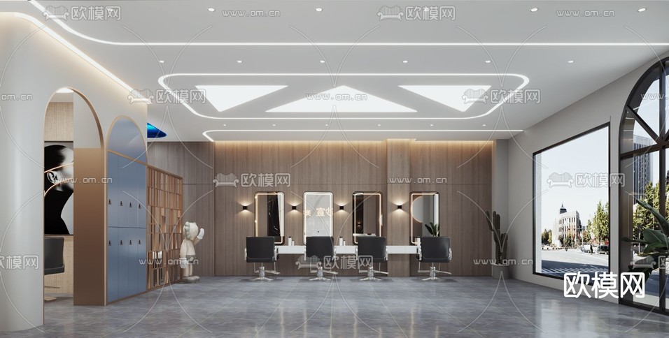 现代美容美发店3d模型下载(渲染图3)