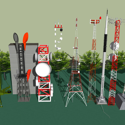  现代信号发射塔su模型 
