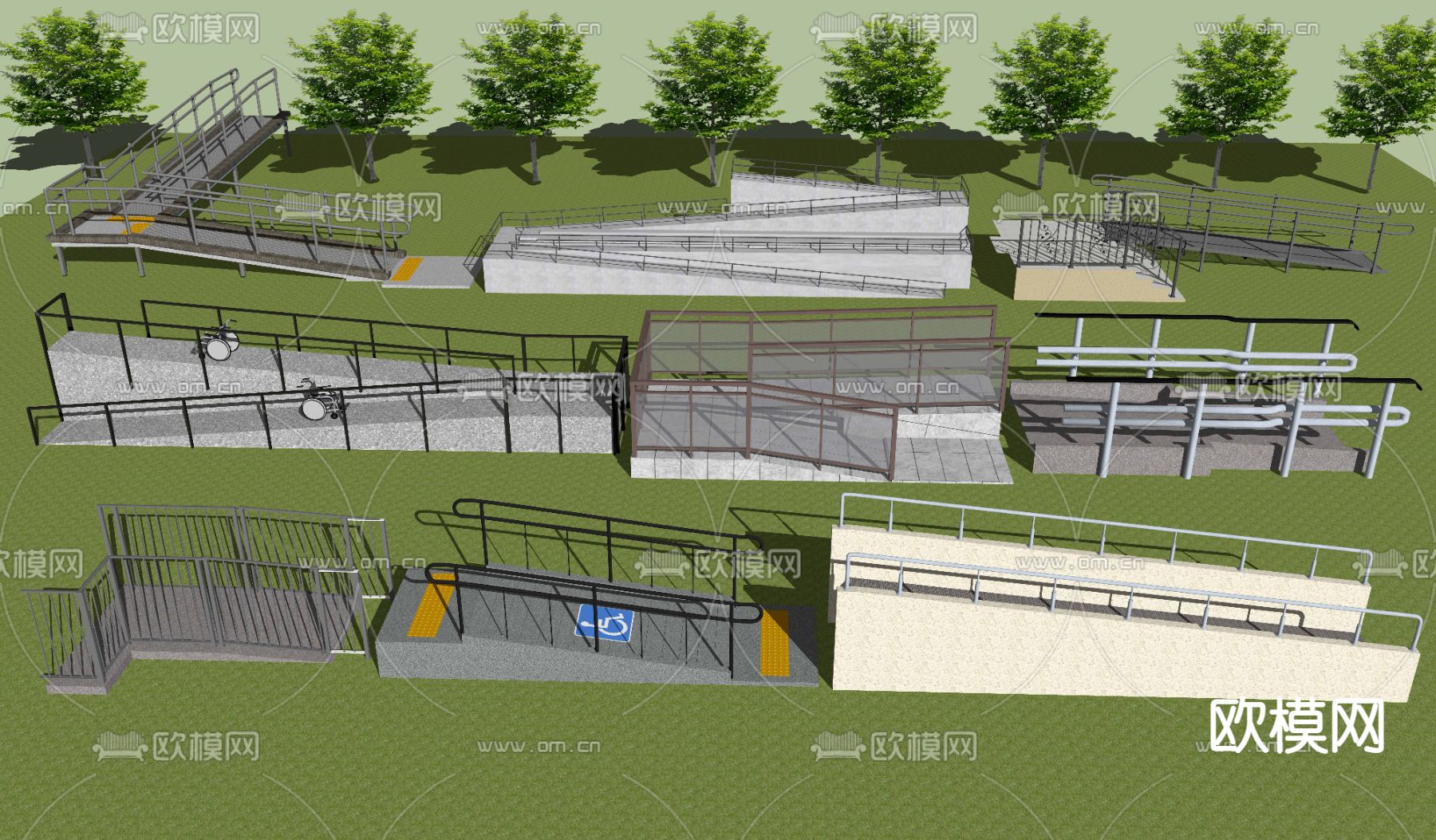 现代无障碍坡道su模型下载