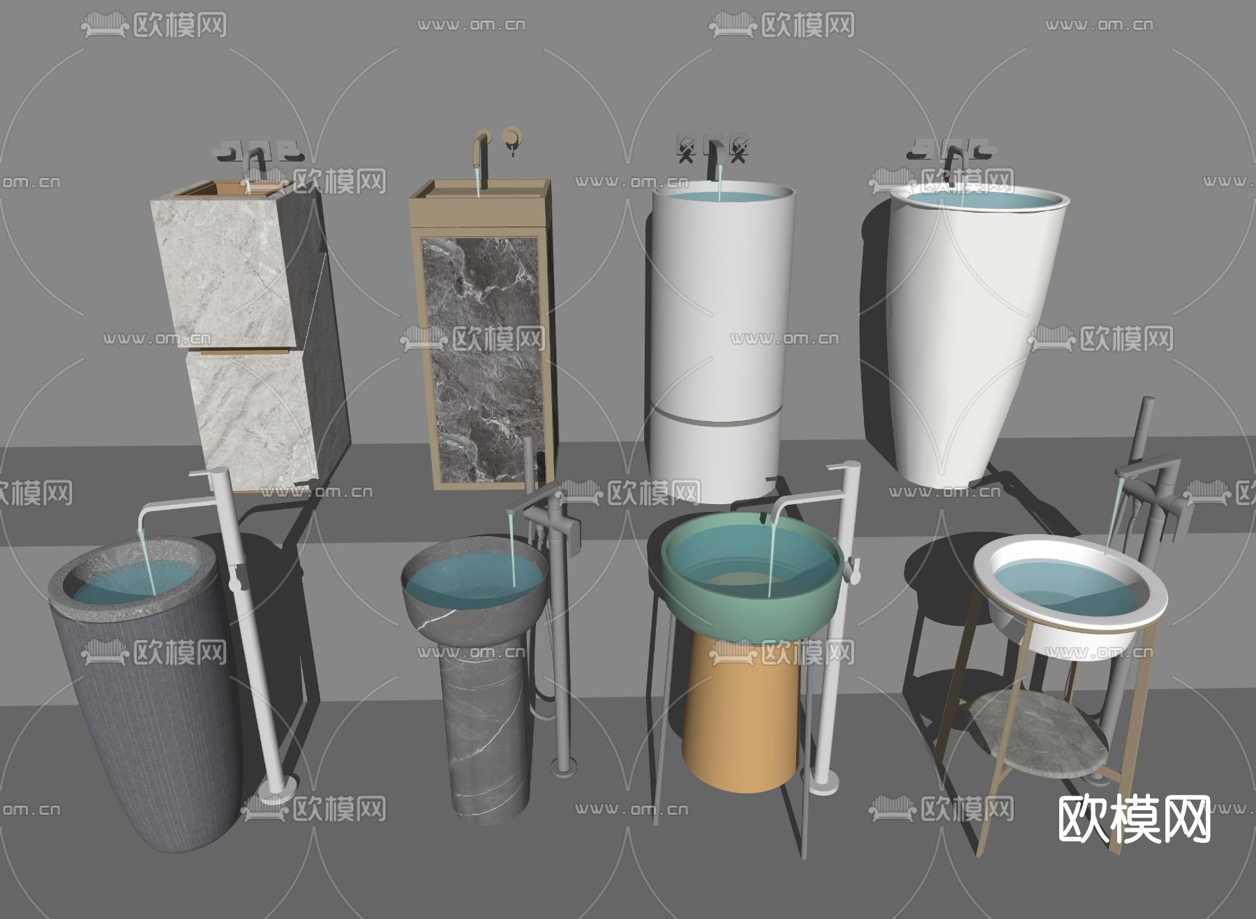 现代洗手台su模型下载（渲染图2）