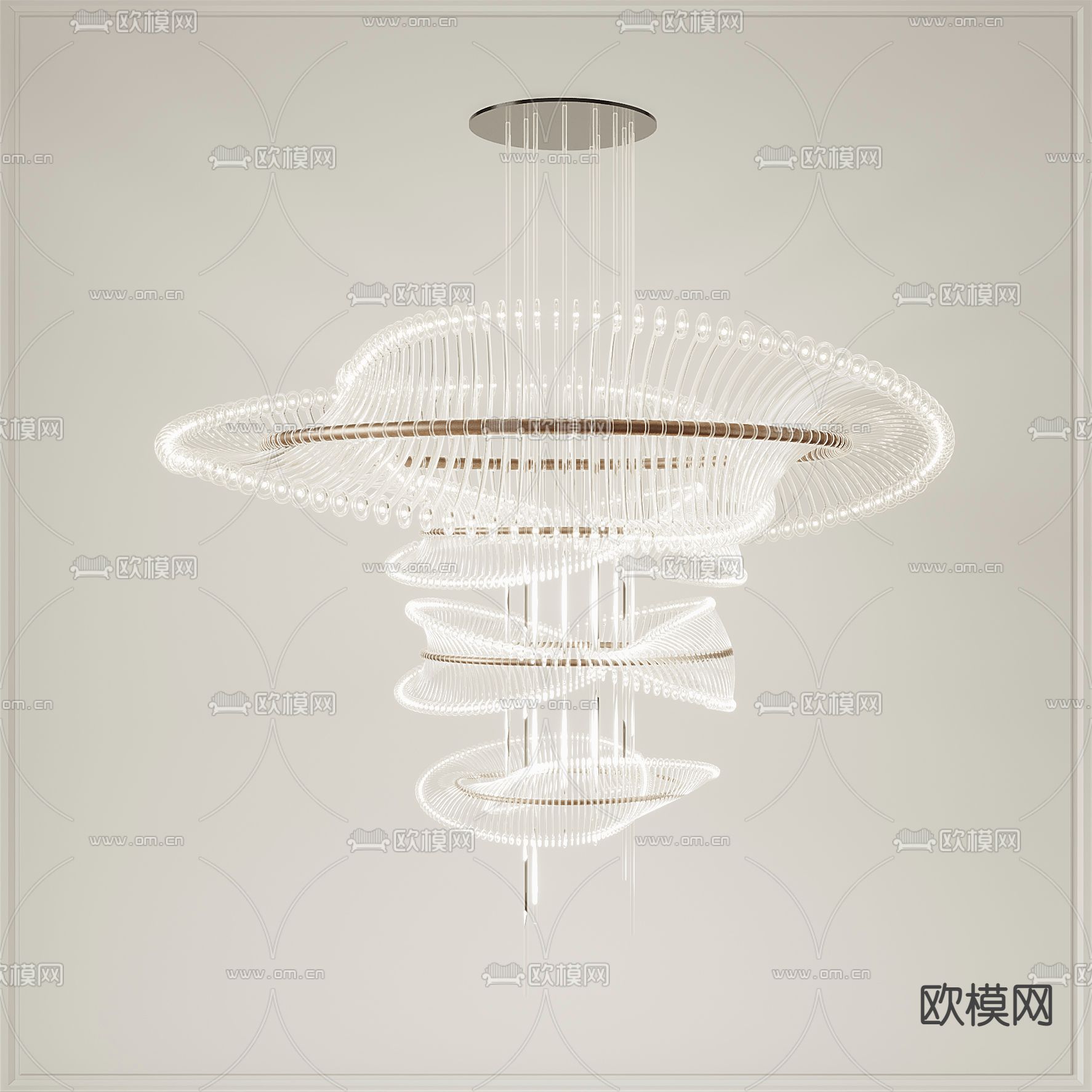 现代轻奢水晶环形吊灯3d模型下载