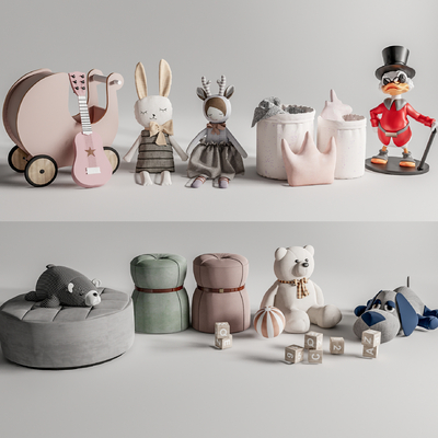  现代儿童毛绒玩具su模型 