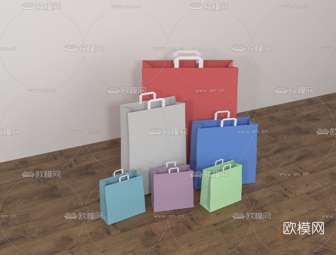 现代纸袋免费3d模型下载