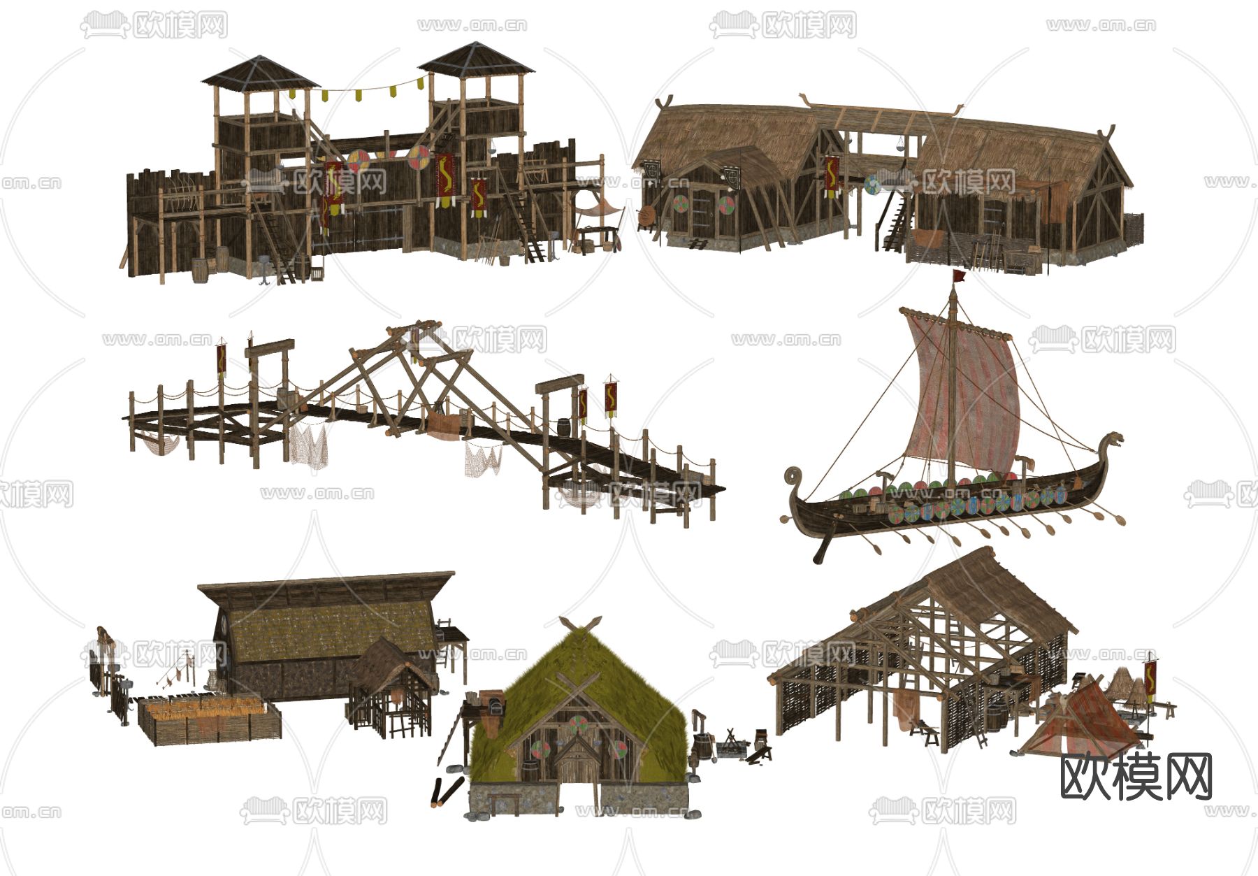 中式古建茅草屋su模型下载（渲染图2）