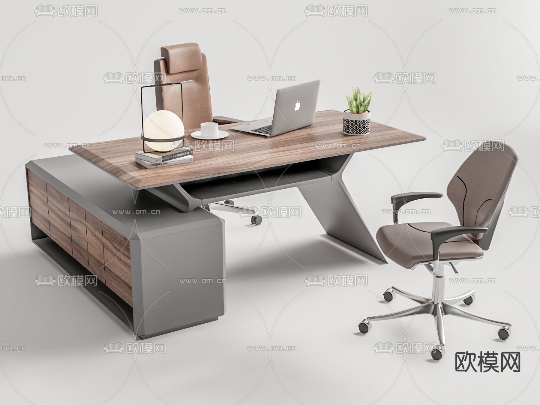 现代办公桌椅su模型下载（渲染图1）