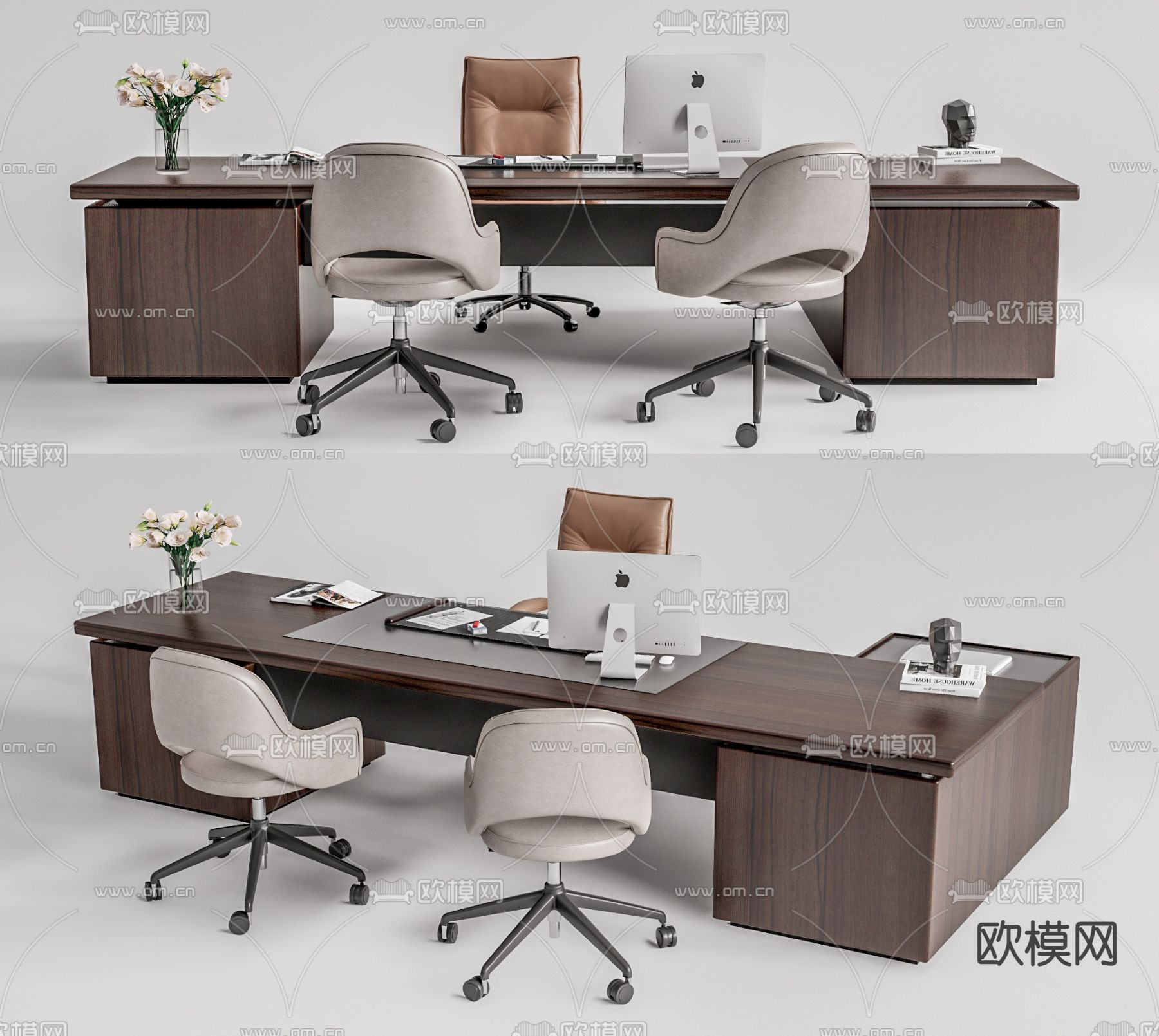 现代办公桌椅su模型下载（渲染图1）