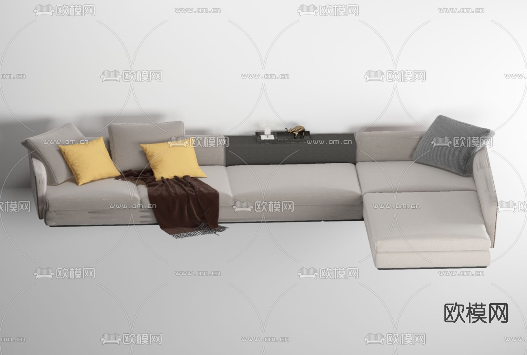现代布艺转角沙发免费3d模型下载