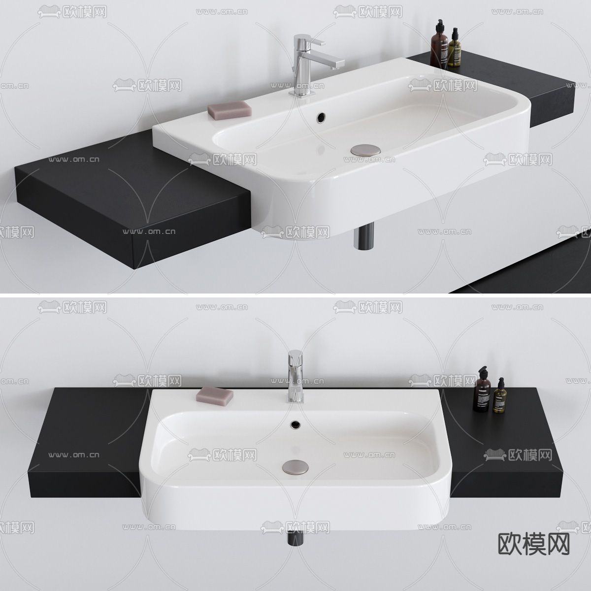 现代壁挂台盆洗手台3d模型