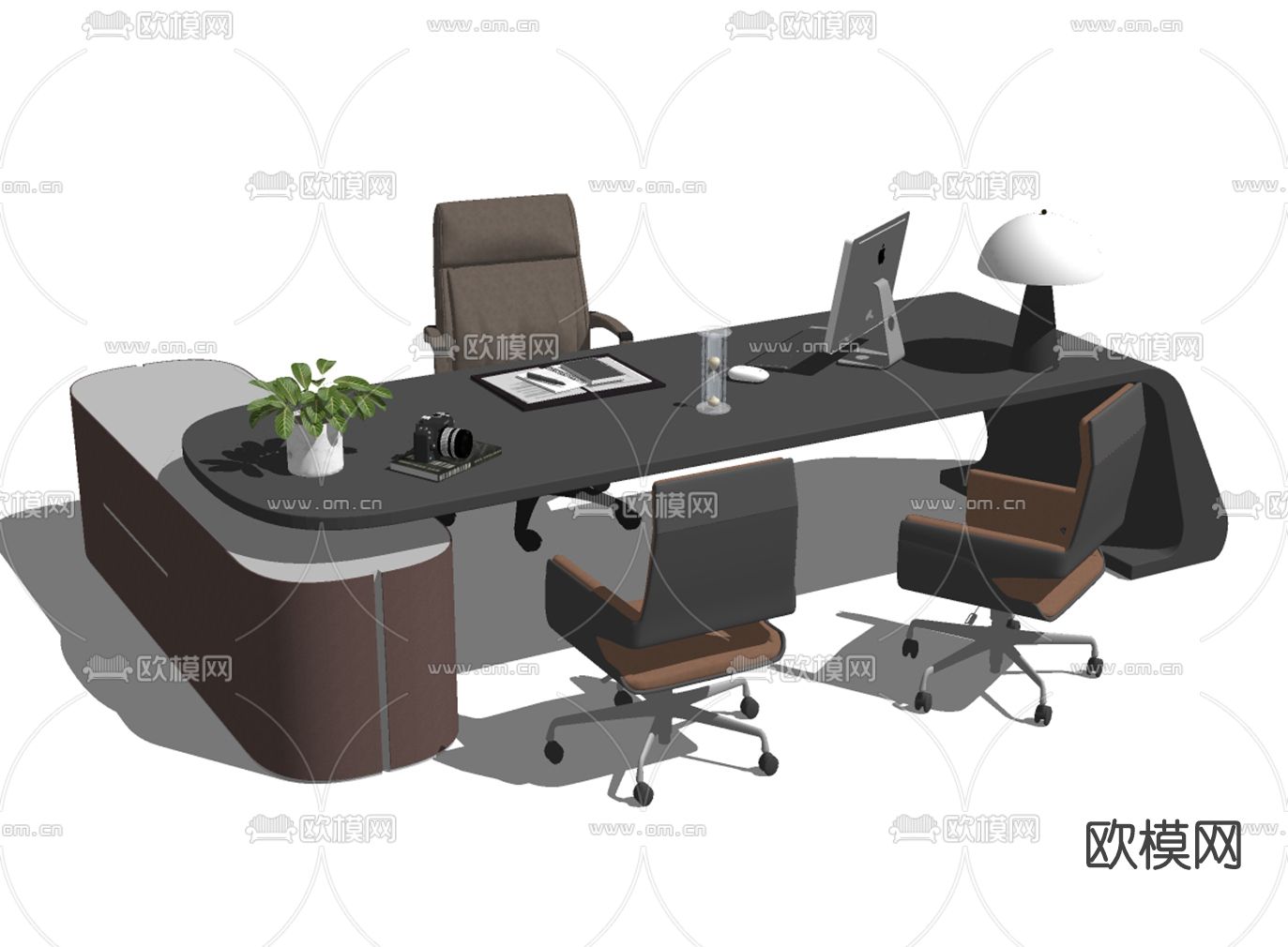 现代办公桌椅su模型下载（渲染图2）