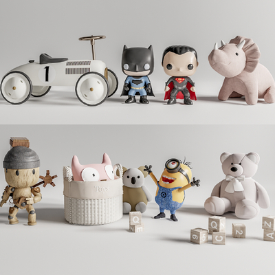  现代儿童毛绒玩具su模型 