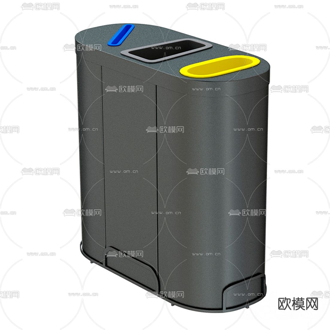现代公共分类垃圾桶3d模型下载（渲染图3）