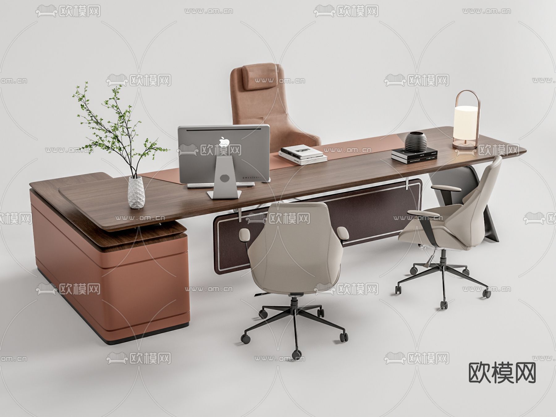 现代办公桌椅su模型下载（渲染图1）