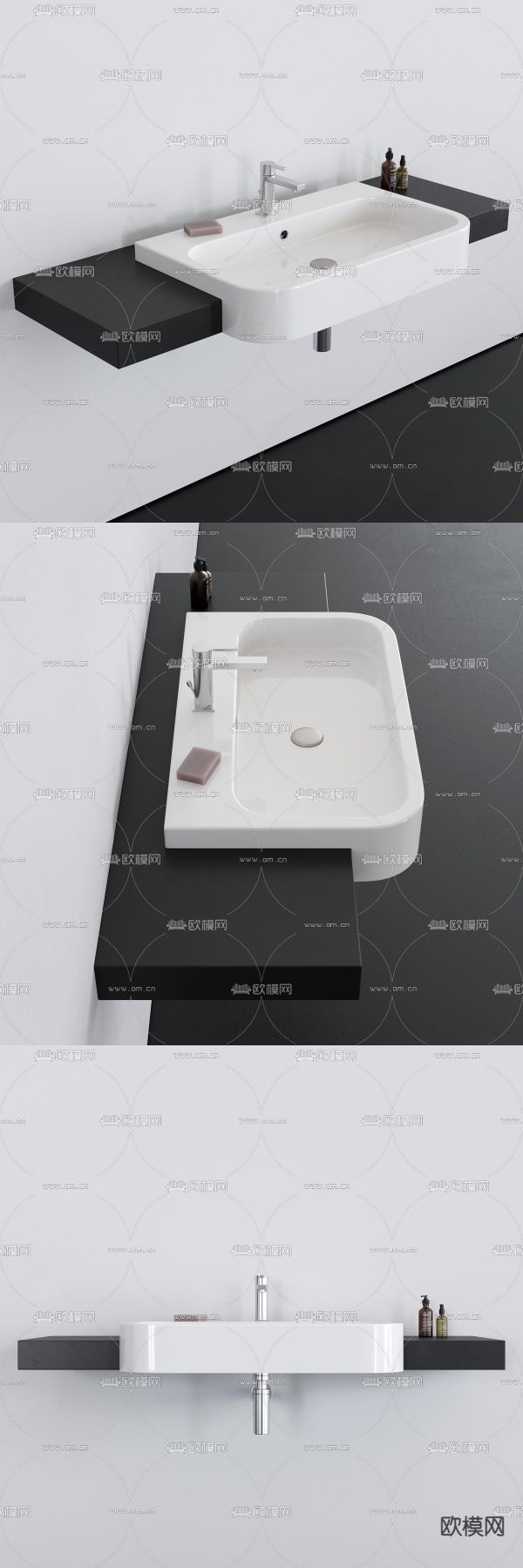 现代壁挂台盆洗手台3d模型