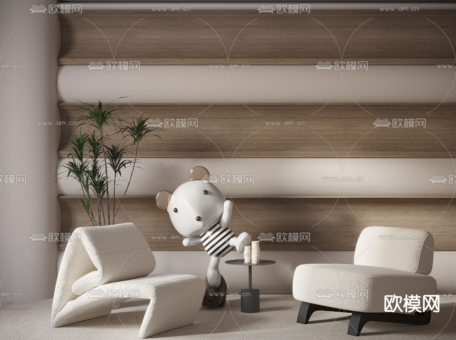 现代布艺休闲椅3d模型下载