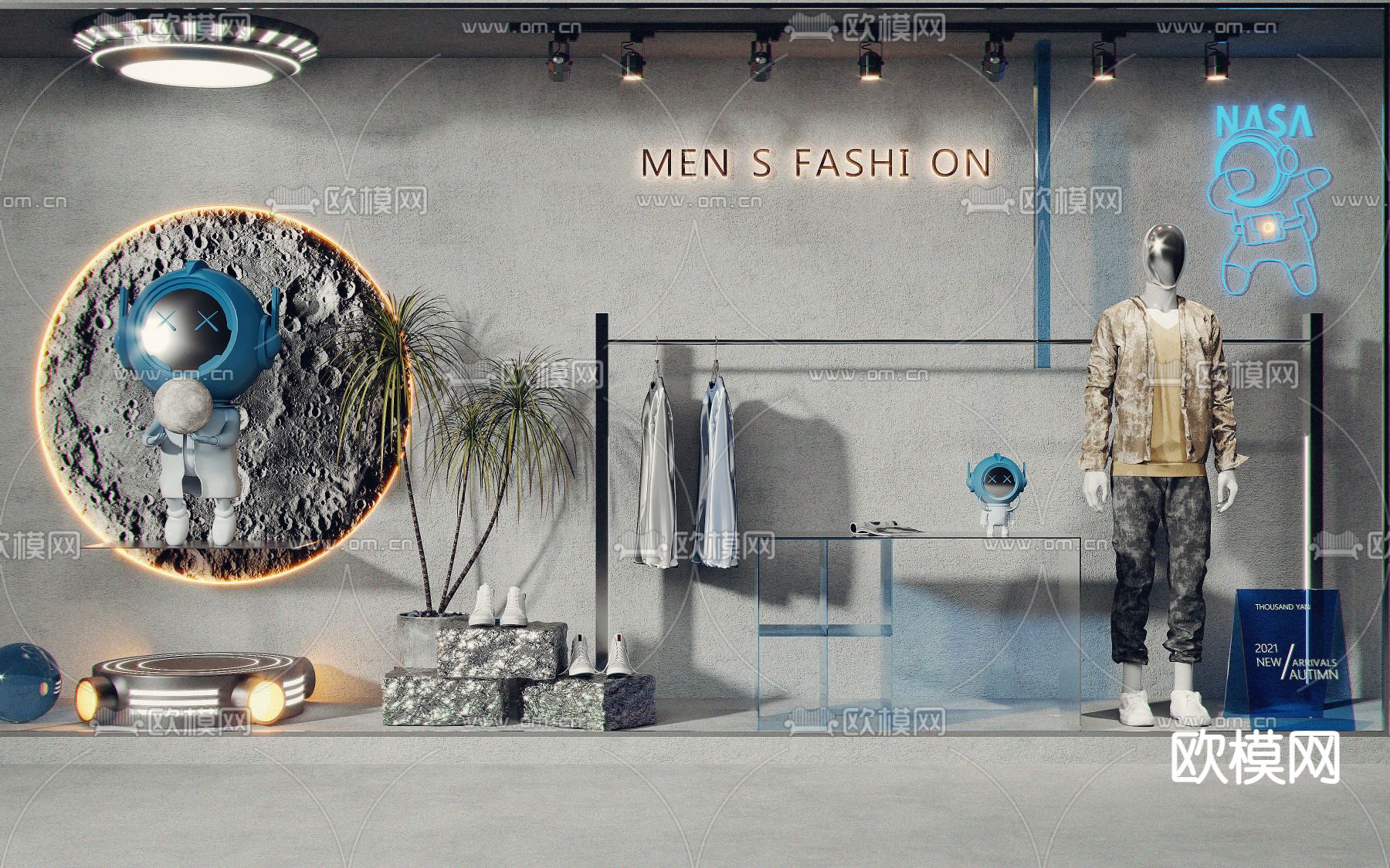 现代服装店橱窗3d模型下载（渲染图1）