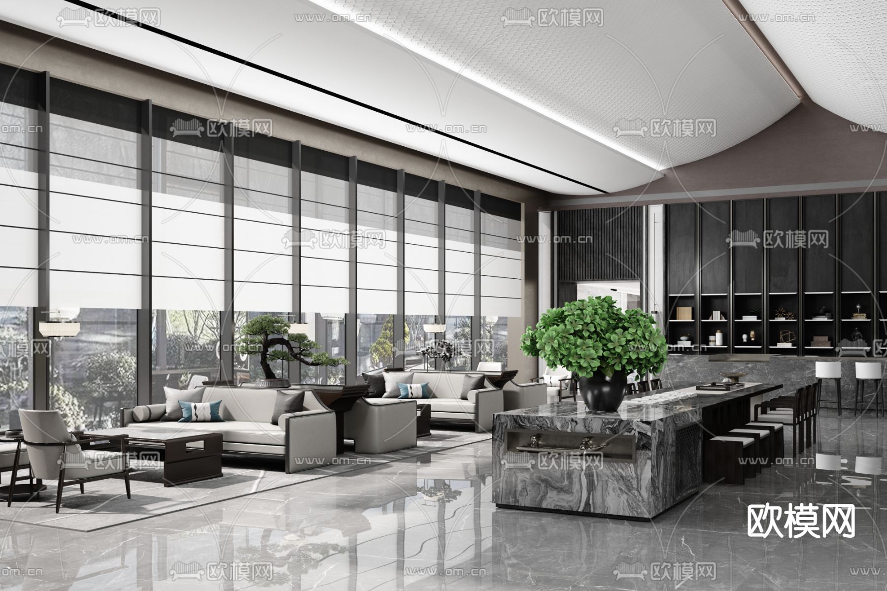 GFD广飞设计 建投·秦塘府售楼处3d模型下载（渲染图1）