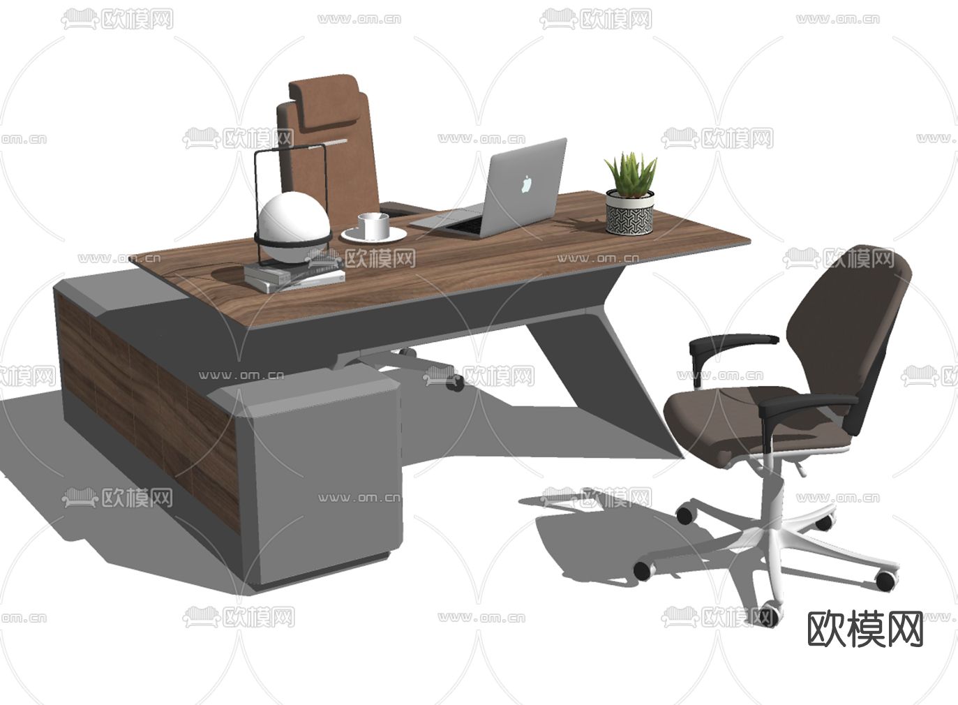 现代办公桌椅su模型下载（渲染图2）