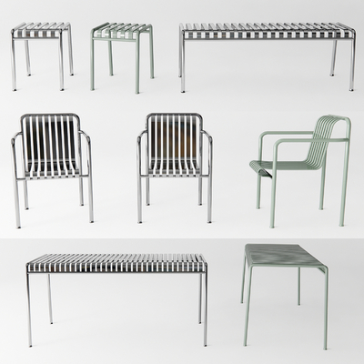  现代户外铁艺椅子su模型 