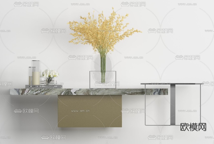 现代大理石茶几免费3d模型下载