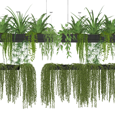  现代绿植吊篮su模型 