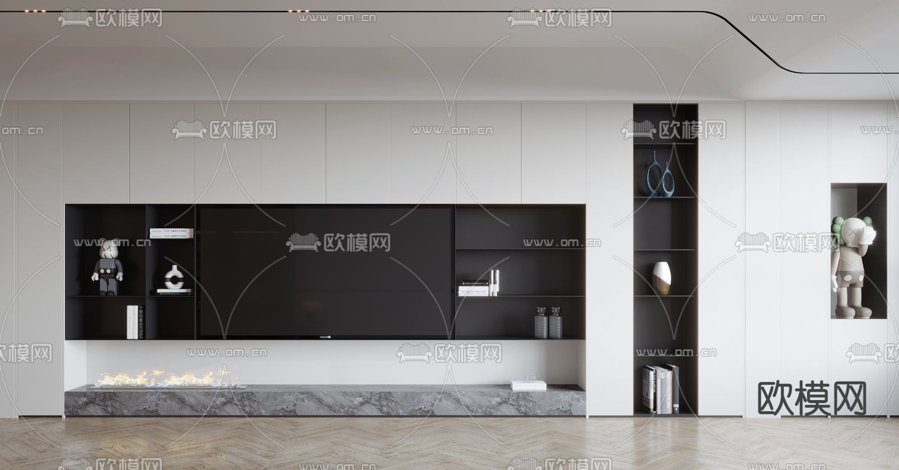 现代电视背景墙3d模型