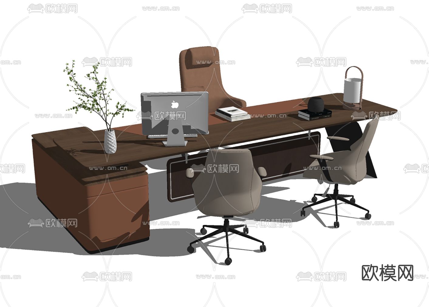 现代办公桌椅su模型下载（渲染图2）