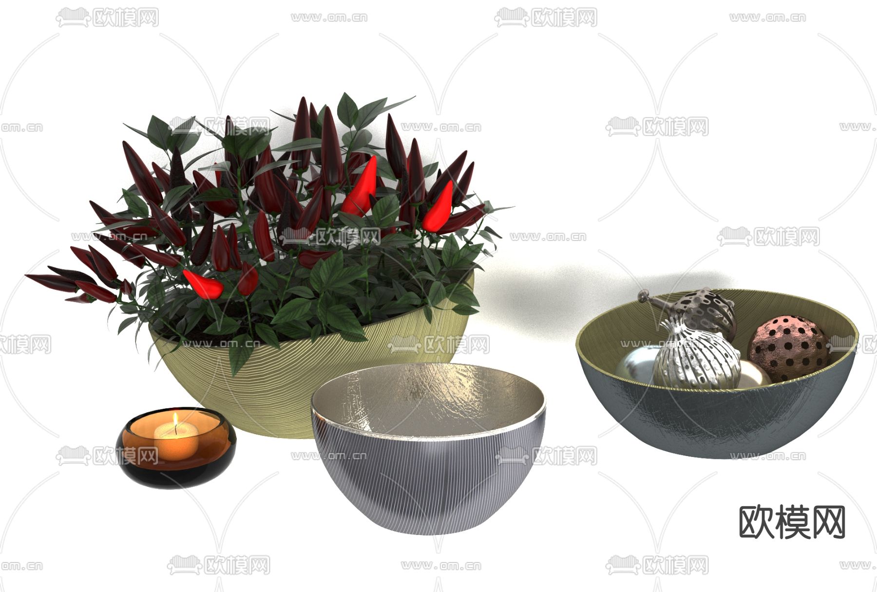 现代辣椒盆栽免费3d模型下载