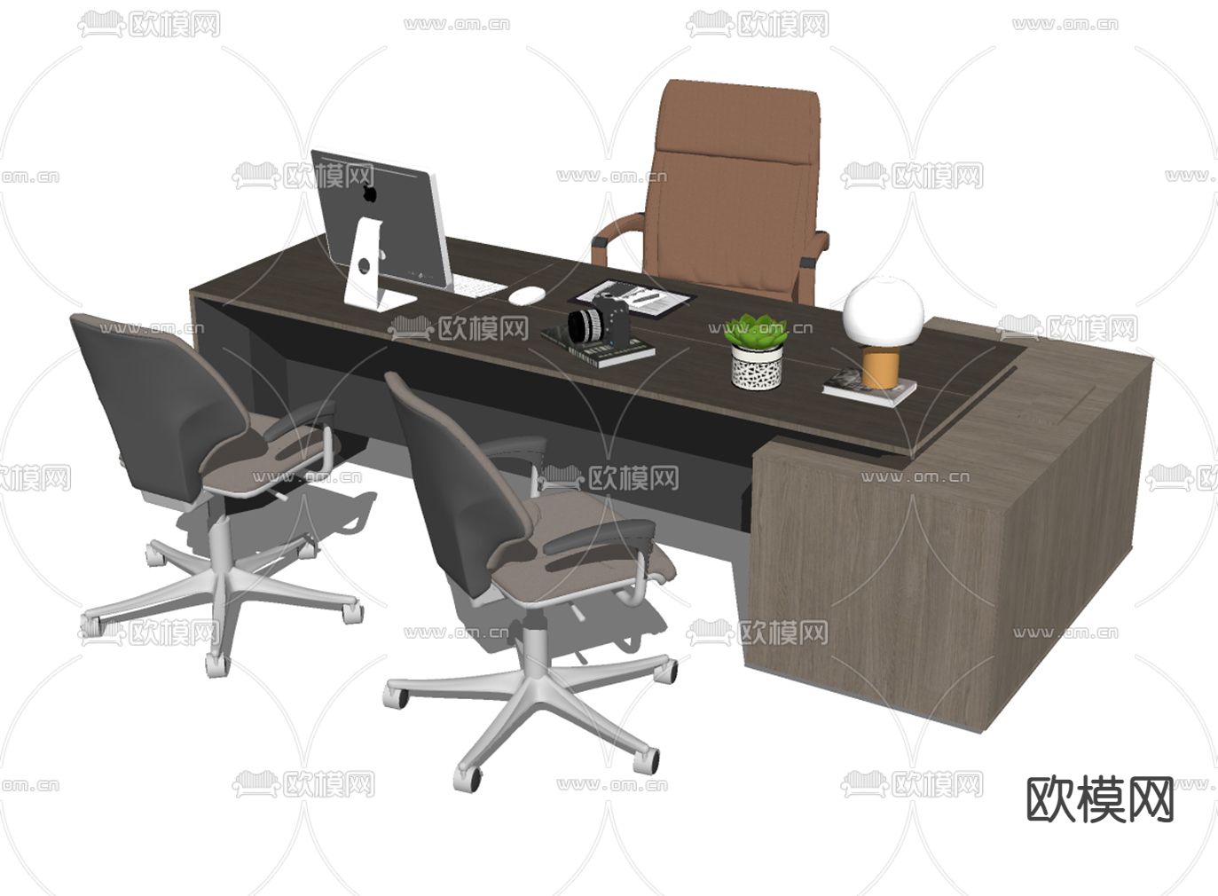 现代办公桌椅su模型下载（渲染图2）