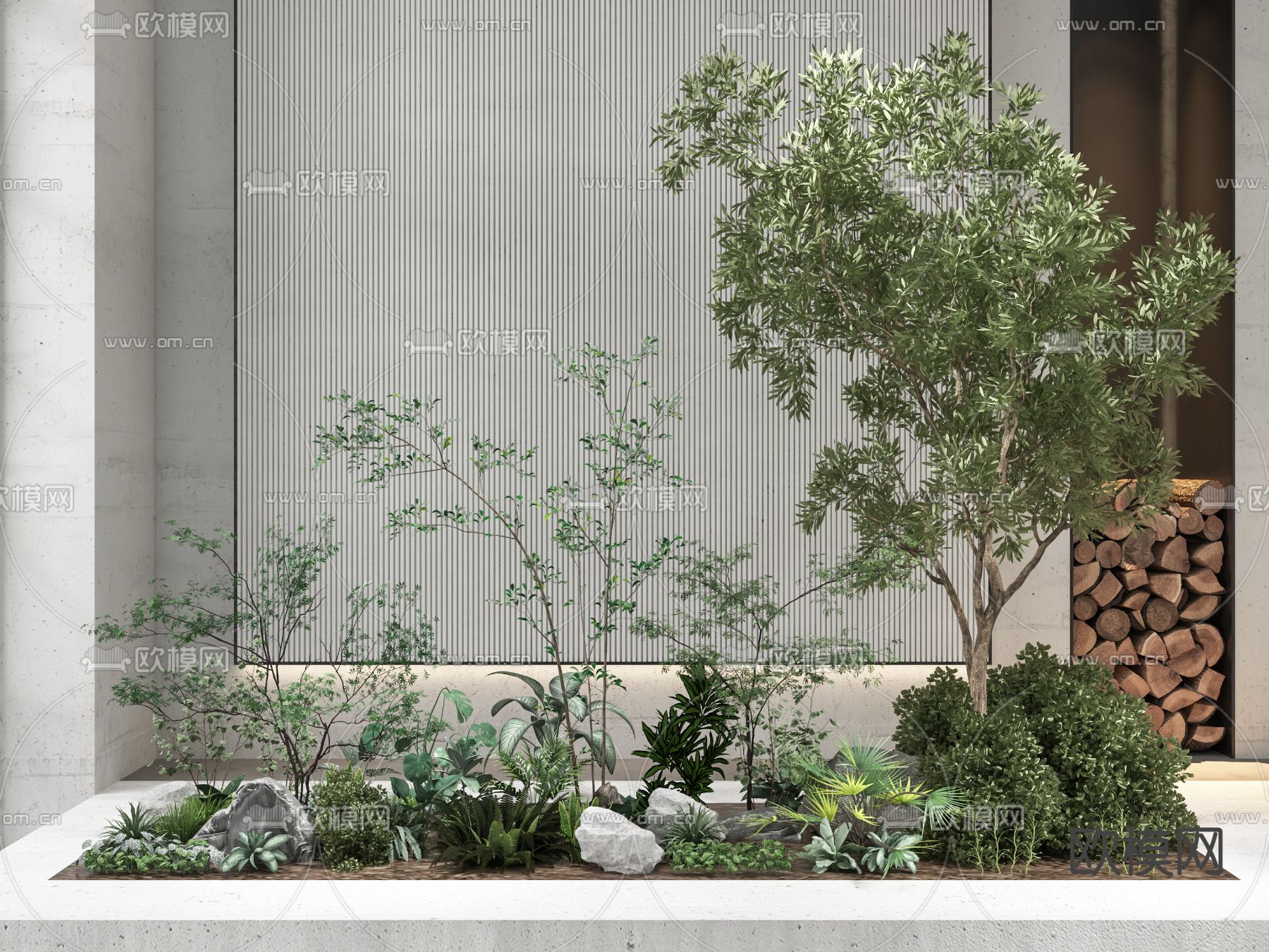 现代绿植堆园艺小品3d模型